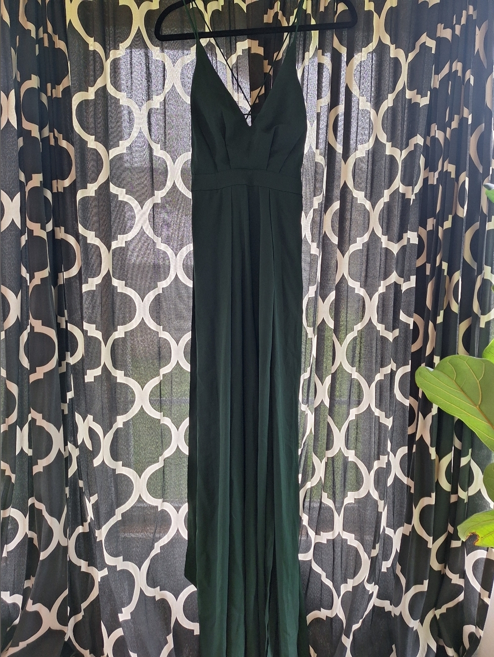 Lulu's Deep Forest Green V-Neck Spaghetti Strap Jumpsuit